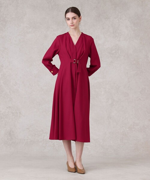 ANAYI（アナイ） 長袖ワンピース 36 レッド レディース : ZOZOTOWN