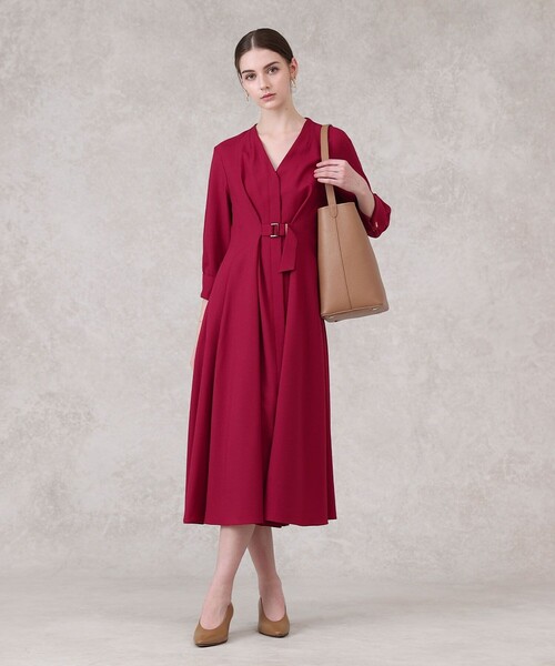 ANAYI（アナイ） 長袖ワンピース 36 レッド レディース : ZOZOTOWN