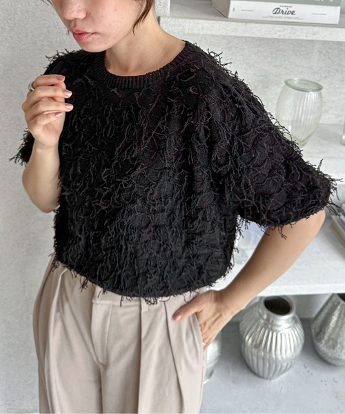 「feepur」 半袖ニット MEDIUM グレー レディース_画像5