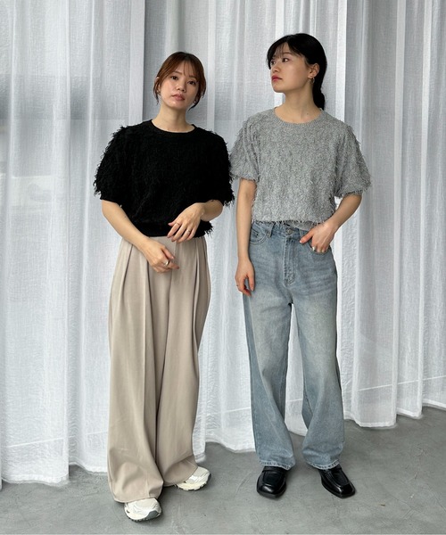 「feepur」 半袖ニット MEDIUM グレー レディース_画像6