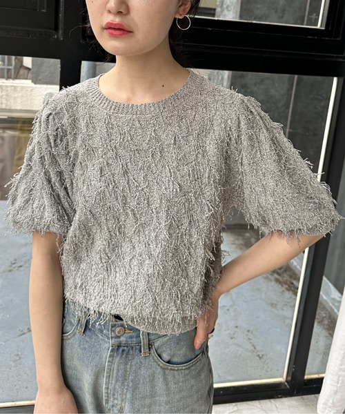 「feepur」 半袖ニット MEDIUM グレー レディース_画像7