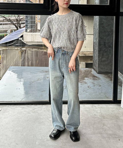 「feepur」 半袖ニット MEDIUM グレー レディース_画像8