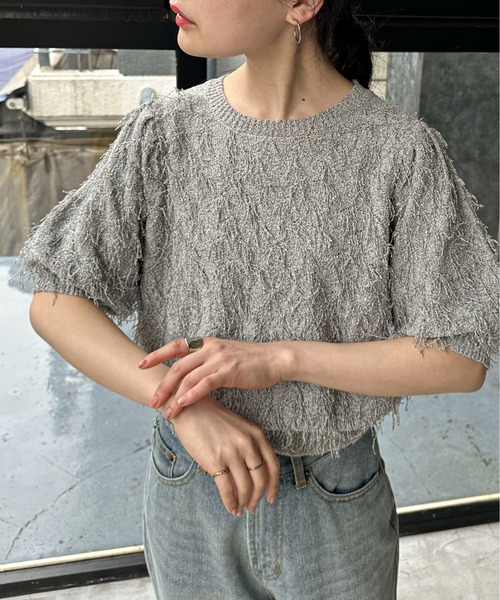 「feepur」 半袖ニット MEDIUM グレー レディース_画像9