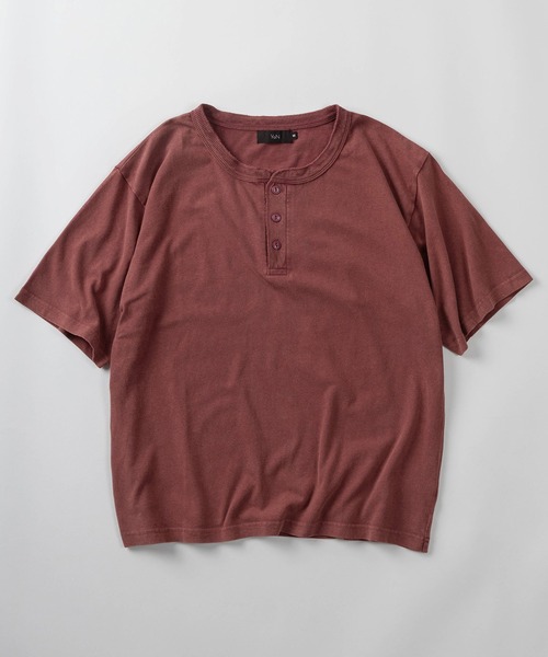 ヘンリーネック tシャツ 「88」無地 短丈 Tシャツ/ケミカル加工/ユニ