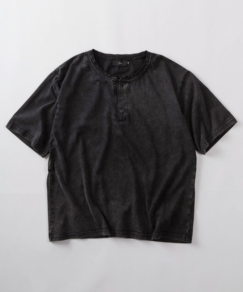 ヘンリーネック tシャツ 「88」無地 短丈 Tシャツ/ケミカル加工/ユニ