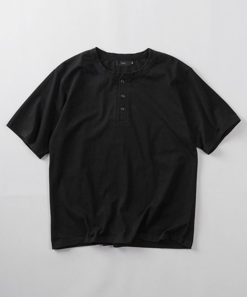 ヘンリーネック tシャツ 「88」無地 短丈 Tシャツ/ケミカル加工/ユニ