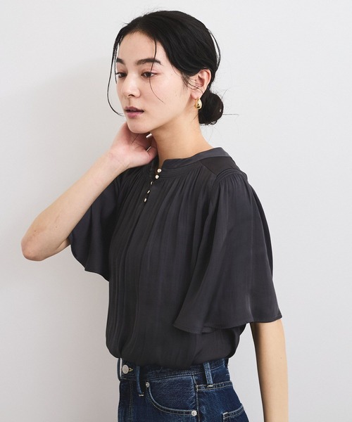 「VIS」 半袖ブラウス FREE チャコールグレー レディース_画像4