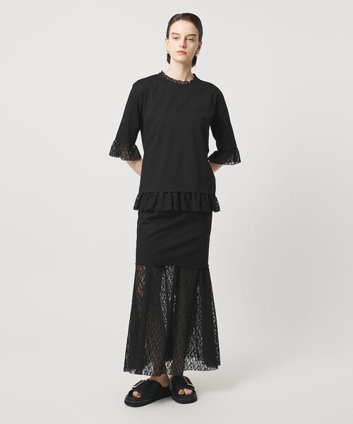 tシャツ 「ASTRAET」レース コンビ クルーネックTシャツ レディースの画像