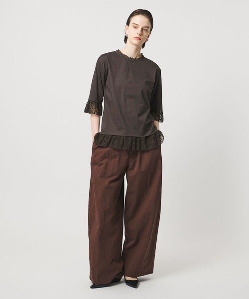 tシャツ 「ASTRAET」レース コンビ クルーネックTシャツ レディースの画像