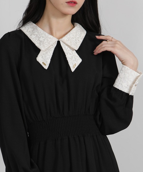 「pumpkin port」 長袖ワンピース M ネイビー レディース_画像4