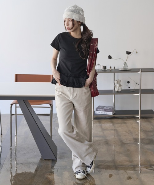 「UNE MANSION」 半袖Tシャツ FREE ブラック レディース_画像6