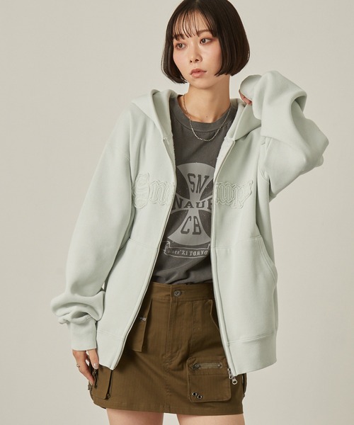 「Snap club」 ジップアップパーカー L ブラック レディース_画像8