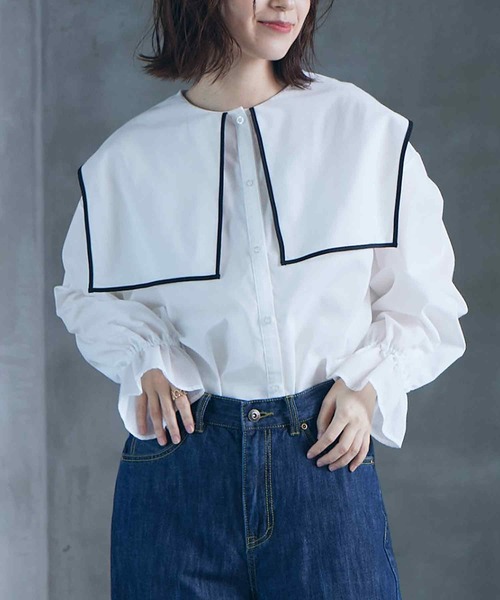 「RANAN」 長袖ブラウス L オフホワイト レディース_画像2