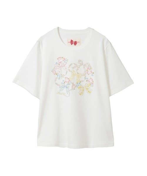 PINK HOUSE（ピンクハウス） tシャツ 半袖 ロココリボンプリント
