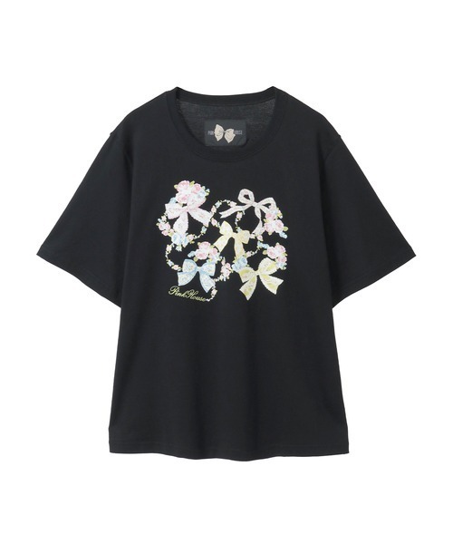 PINK HOUSE（ピンクハウス） tシャツ 半袖 ロココリボンプリント