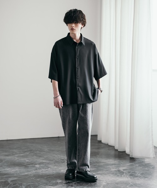 「Rocky Monroe」 7分袖シャツ L チャコール メンズ_画像4