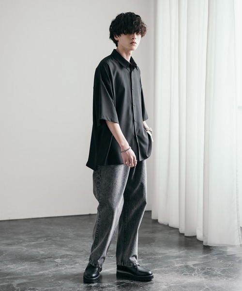 「Rocky Monroe」 7分袖シャツ L チャコール メンズ_画像5