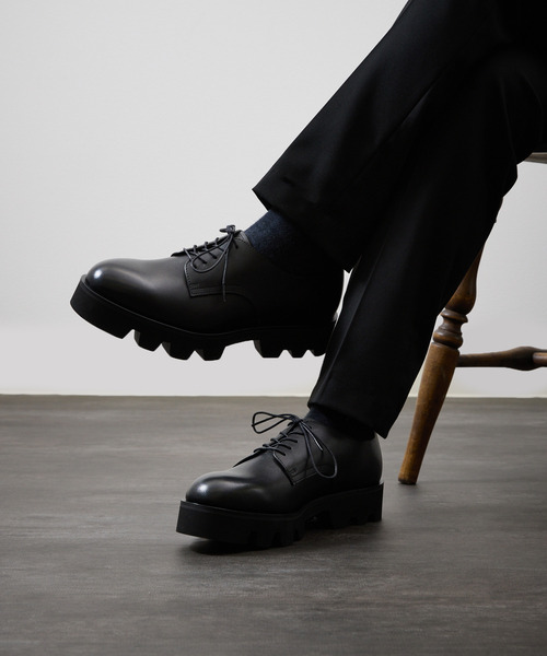 PADRONE ラバーソール　厚底　プレーントゥ　26センチ　ヒール4.5cm PADRONE】別注 PLAIN TOE with Chunky Sole (WATER PROOF