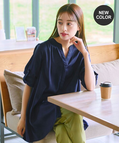 Tiaclasse ブラウス シャツ 「洗える」ヴィンテージサテンチュニック