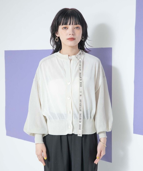 Eimee Law カーディガン ネックロゴテープカーデ : ZOZOTOWN