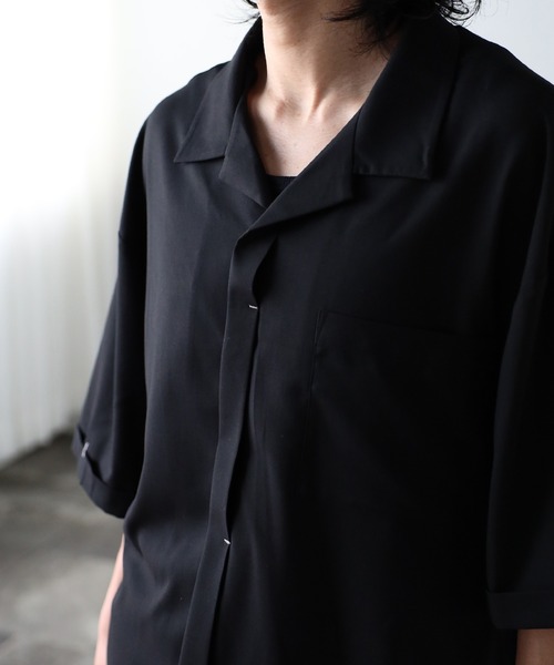 CREARE -LINO- シャツ オーバーサイズ 比翼開き オープンカラー