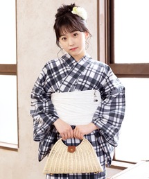 2609☆オトナの上質☆綿麻浴衣とミンサー織帯☆浴衣セット☆ゆかた