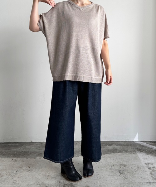 ニット セーター vent blanc  ヴァンブランLINEN Vネックベスト レディース