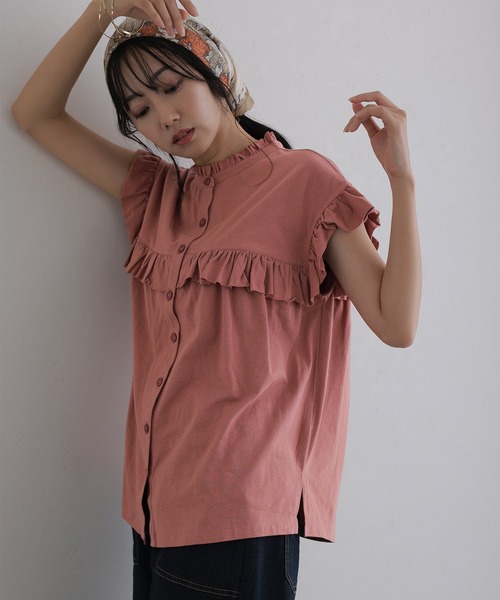 ElegChic ブラウス シャツ 前後2WAYフリルブラウス レディース