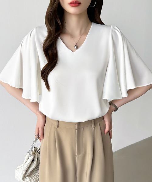 [CCGGOWMM] ブラウス レディース 夏シャツ 半袖 vネック tシャツ CCGGOWMM] ブラウス レディース 夏シャツ 半袖 vネック tシャツ