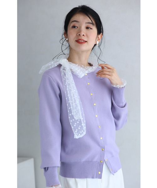 tシャツ リボンネックのドットチュールインナートップス レディース cawaii tシャツ リボンネックのドットチュールインナートップス