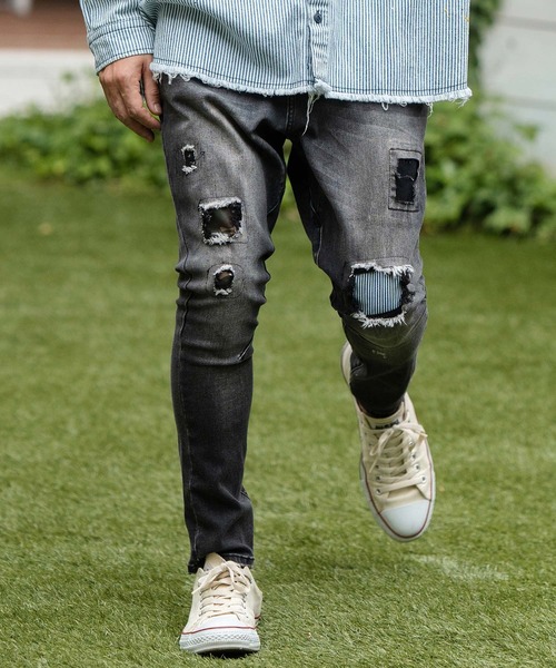 CAMBIO ジーンズ mp12547-Distressed Denim Jodhpurs Pants