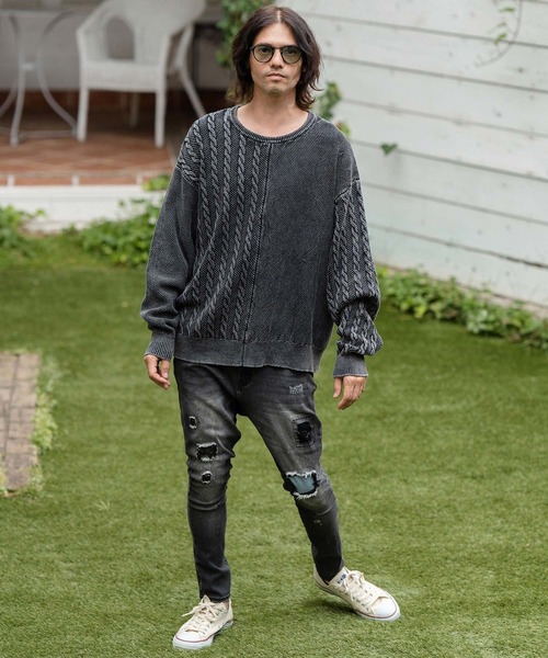 デニム・ジーパン as if calie DESTROYED BIZZO PANTS RM5B0173 ワイド ダメージ デニム パンツ – Deuku