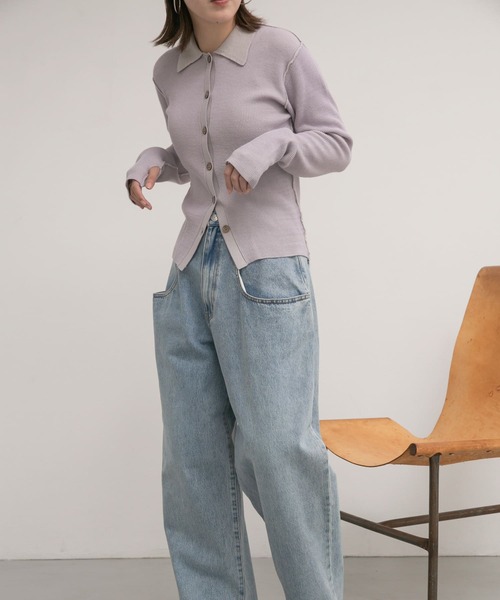 ニット セーター バイカラーポロサマーニットトップス レディース STEVEN ALAN ニット セーター 「Steven Alan」バイカラー ポロ