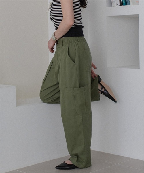 ワイドパンツ カーゴパンツ volume cargo pants レディースの画像