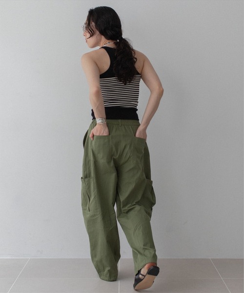 ワイドパンツ カーゴパンツ volume cargo pants レディースの画像