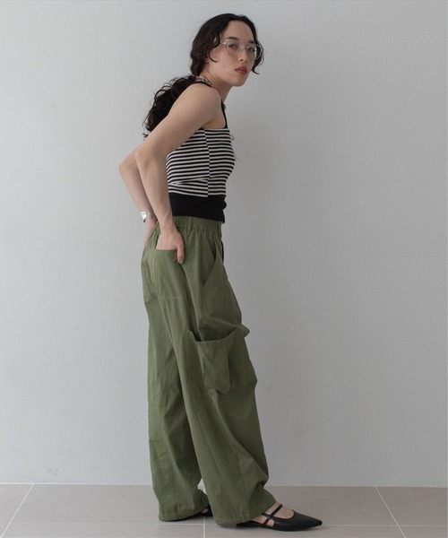 ワイドパンツ カーゴパンツ volume cargo pants レディースの画像