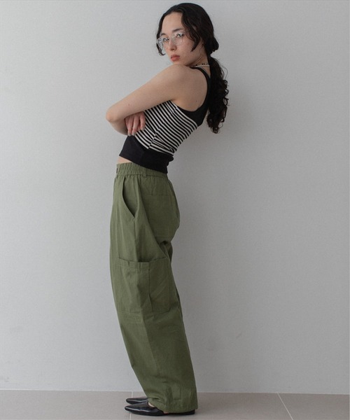 ワイドパンツ カーゴパンツ volume cargo pants レディースの画像