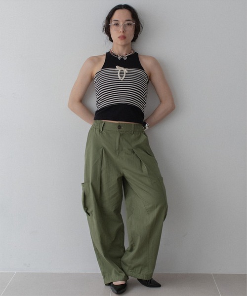 ワイドパンツ カーゴパンツ volume cargo pants レディースの画像