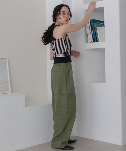 ワイドパンツ カーゴパンツ volume cargo pants レディースの画像