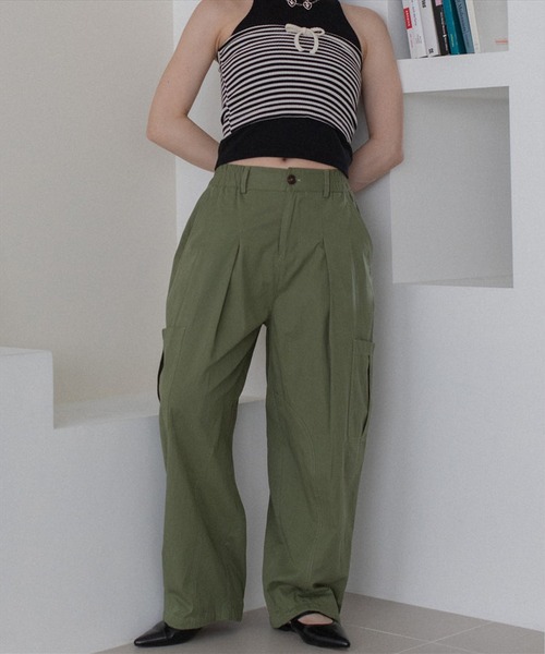 ワイドパンツ カーゴパンツ volume cargo pants レディースの画像