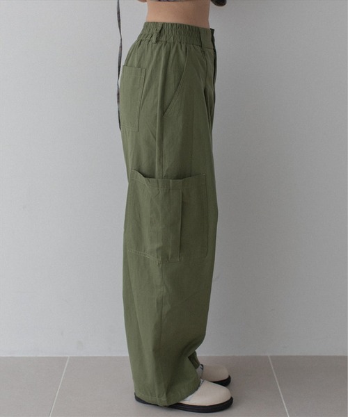 ワイドパンツ カーゴパンツ volume cargo pants レディースの画像