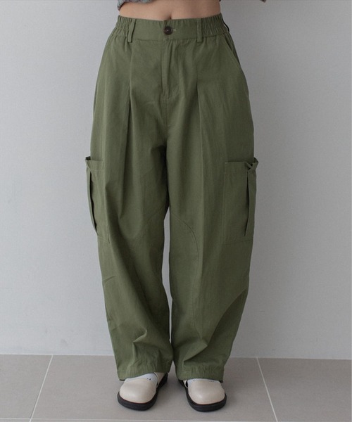 ワイドパンツ カーゴパンツ volume cargo pants レディースの画像