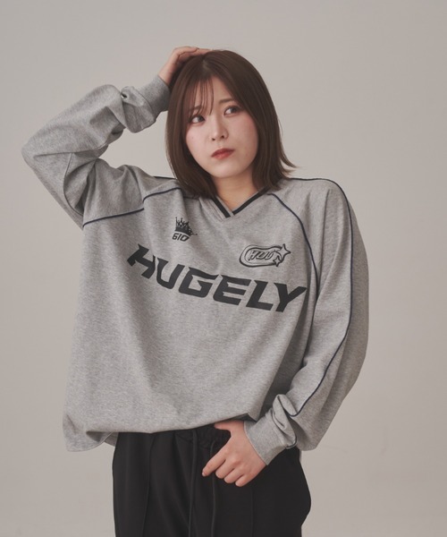 tシャツ HUGELY - ゲームロングTシャツ（ユニセックス着用） レディース メンズ