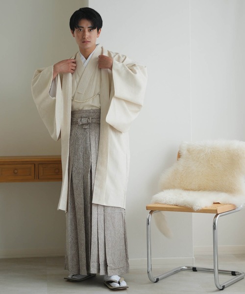 着物 羽織袴5点セット utatane メンズ ジャガードペイズリー メンズの画像