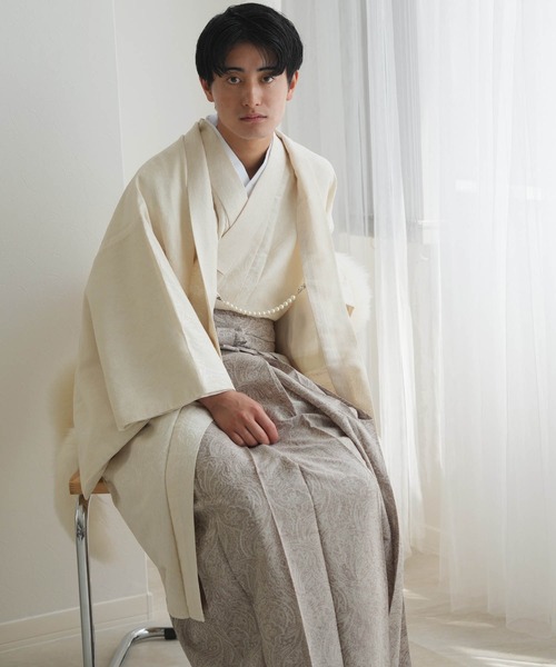 着物 羽織袴5点セット utatane メンズ ジャガードペイズリー メンズの画像