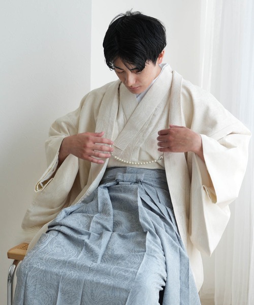 utatane 着物 羽織袴5点セット メンズ ジャガードペイズリー 