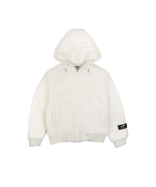 MSGM エムエスジーエムジップアップジャージーブルゾン MSGM ロゴプリント ジップアップ フーデッド ナイロンジャケット