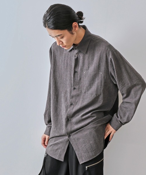 JUNRED（ジュンレッド） シャツ ピーチドレープロングシャツ メンズ
