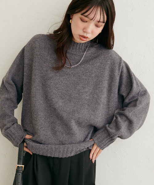 natural couture ニット ウール＆リサイクルポリブレンドニットプル