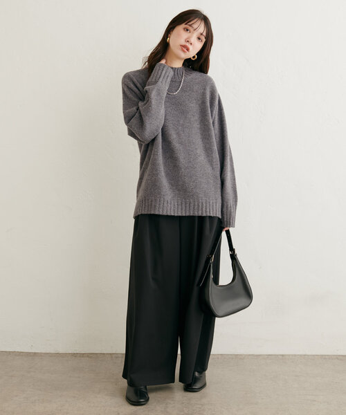 natural couture ニット ウール＆リサイクルポリブレンドニットプル